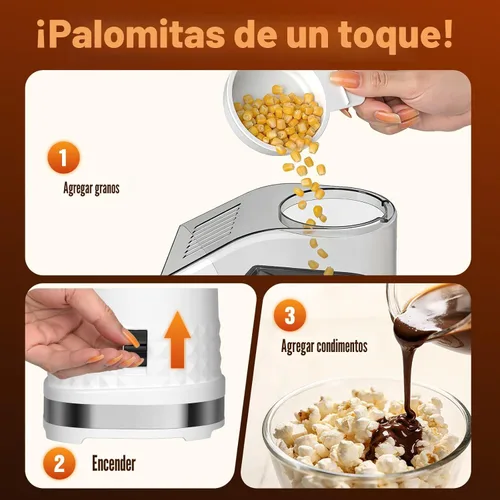 Miniatura 3 de Popcorn Maker, 1200W Fast Hot Air Popper in 2 Minutes, Oil-Free Popcorn Popper, 4.5QT Large Capacity, Popcorn Machine for Home, Movie Nights