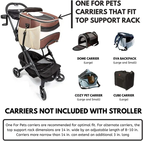 Miniatura 3 de One for Pets Transportador de mascotas de lujo 3 en 1, asiento elevador y cochecito para perros y gatos de tamaño pequeño y mediano, no requiere
