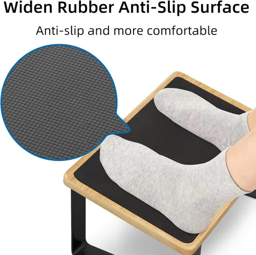 Miniatura 4 de Reposapiés para debajo del escritorio en el trabajo, taburetes ergonómicos de madera con metal con superficie de goma antideslizante, reposapiés