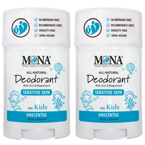 Miniatura 14 de MONA Desodorante 100% natural para niños, preadolescentes y adolescentes, sin bicarbonato de sodio, aromas sintéticos o aluminio, seguro para niñas