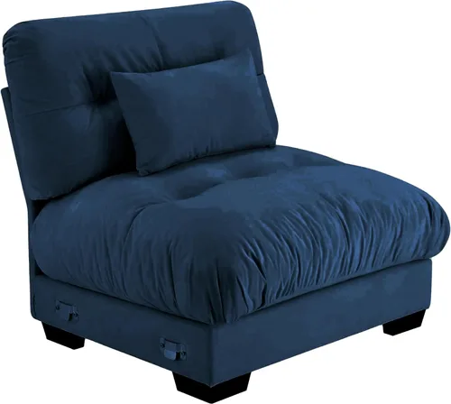 Miniatura 25 de SoarFlash Moderno sofá reclinable de terciopelo para sala de estar, sofá biplaza para apartamento, sofá de almacenamiento con marco de madera Azul