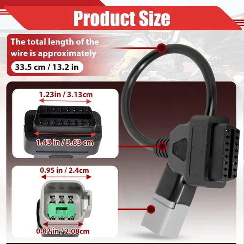 Miniatura 3 de Cable adaptador OBD2 de 6 pines a 16 pines para BRP, compatible con Bombardier Can-Am ATV UTV motocicleta, OBD1 a OBD2 conector de diagnóstico