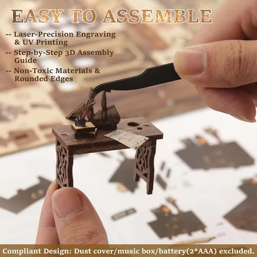 Miniatura 6 de CRIOLPO Kits de Rincón de Libros para Adultos - Kit de Rincón de Libros Decoración de Estantería Casa en Miniatura DIY Kit para Estantería - Kits