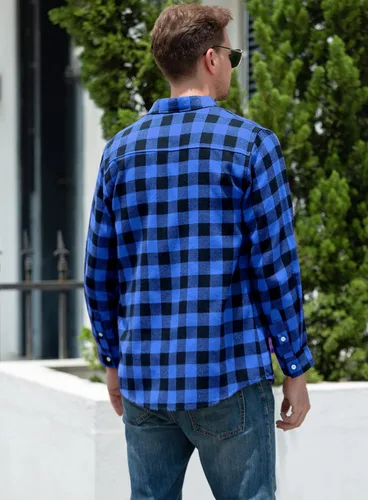 Miniatura 6 de SANGTREE - Camisas casuales para hombre y niño, diseño de franela a cuadros y manga larga, tallas desde los 3meses hasta 9XL
