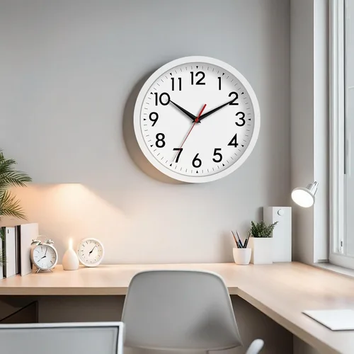 Miniatura 9 de DAXSMY Reloj de pared de 12 pulgadas que funciona con batería, silencioso, sin tic-tac, analógico, moderno, decorativo para oficina, cocina, C-blanco