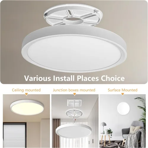 Miniatura 3 de 4PK - Lámpara de techo LED empotrada de 12 pulgadas, 24 W, 2520 LM, 3000 K/4000 K/6000 K CCT seleccionable, luz de techo LED súper delgada, cerca