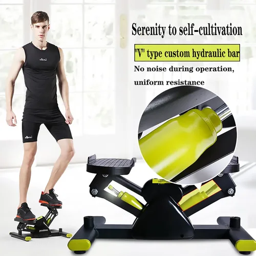 Miniatura 4 de Escalera para ejercicio, mini escalones con banda de resistencia, paso a paso hidráulico con monitor LCD y bandas de resistencia para entrenamiento