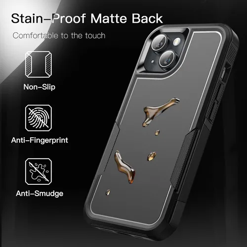 Miniatura 6 de JETech Funda para iPhone 14 de 6.1 pulgadas, resistente de doble capa de protección resistente, a prueba de golpes, con parte trasera mate (negro)