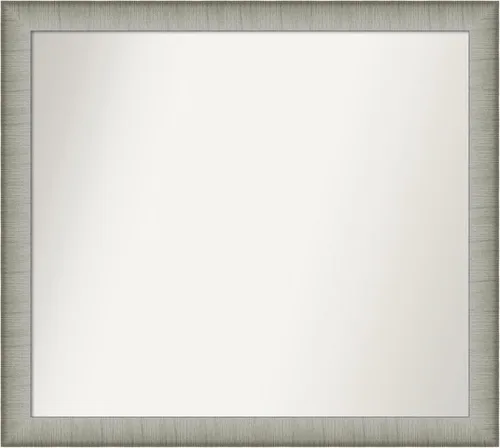Miniatura 37 de Amanti Art Espejo de baño plateado para sobre fregadero, 25 x 25 pulgadas, espejo de tocador cuadrado estrecho de níquel cepillado, marco de madera
