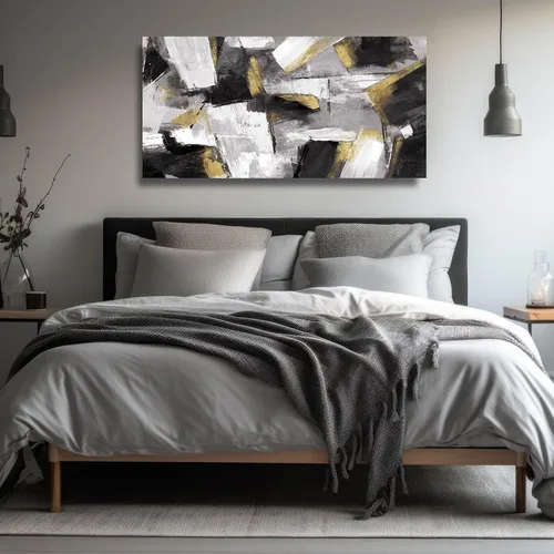 Miniatura 3 de SOUGUAN Cuadros de Arte en Blanco y Negro Abstractos Colgantes de Pared Decoración Obra de Arte Moderna 20"X40" Decoraciones de Pared