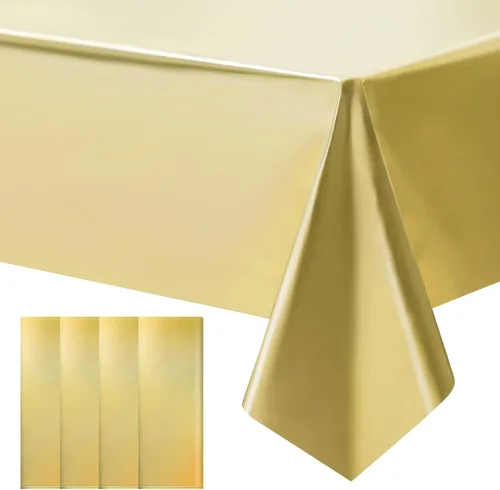 Miniatura 16 de Just Shimmer 2 piezas Mantel de Plástico Oro Rosa - Impresionante Acabado Mate Metálico, 40" x 108" Mantel para Mesa de Despedida de Soltera