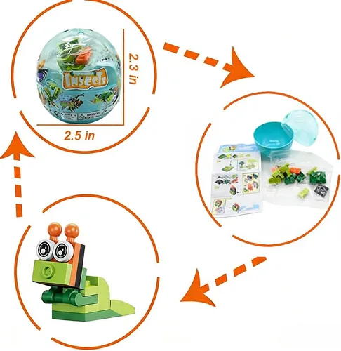 Miniatura 5 de 12 piezas de huevos de Pascua prellenados de insectos 12 en 1 mini juguetes para niños, recuerdos de fiesta de Pascua, rellenos de cesta de Pascua