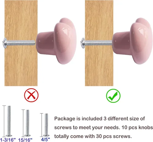 Miniatura 5 de Pomos de cerámica para cajones en forma de corazón, tiradores de armario con tornillos de 3 tamaños, pomos para muebles de cocina para armario