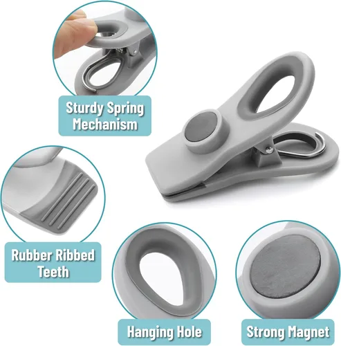 Miniatura 5 de Mr. Pen - Clips Magnéticos para Bolsas de Papas Fritas, Paquete de 6, Clips Grises para Bolsas de Papas Fritas, Clips para Bolsas, Clips para Tonos
