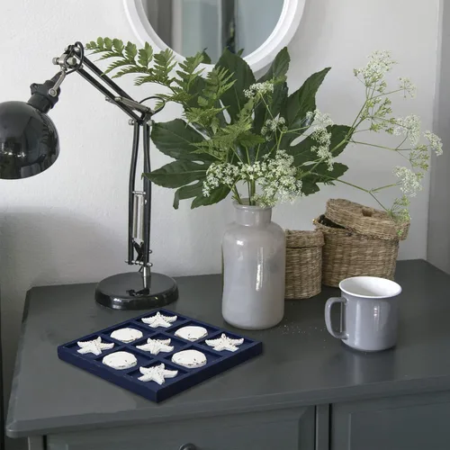 Miniatura 4 de SOFFEE DESIGN Estrella de mar de madera Tic Tac Toe Decoración Playa Océano estilo para decoración de habitación divertida, dólar de arena