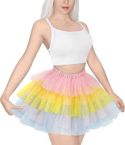 Miniatura 2 de Littleforbig Falda corta de bailarina de tul de malla para mujer, tutú de ballet con burbujas