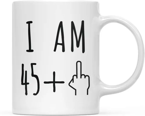 Miniatura 10 de Andaz Press Divertida taza de café de 11 onzas, regalo de broma de cumpleaños, I Am 49 + 1 dedo medio, 1 paquete, ideas de regalo de cumpleaños 50