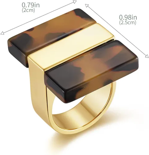 Miniatura 4 de Anillo de leopardo para mujer, joyería de leopardo, ajustable, chapado en oro, anillos acrílicos para mujer, anillo de tortuga, anillo de cóctel