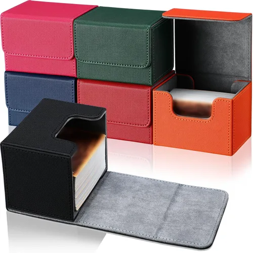 Miniatura 7 de Yookeer Paquete de 6 fundas de cuero para más de 100 cartas, caja magnética de almacenamiento de cartas para más de 100 cartas compatibles con Tcg