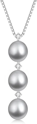 Miniatura 7 de Collar de perlas negras, blancas, doradas, grises para mujer, collar con colgante de plata esterlina, perlas cultivadas en agua salada auténticas