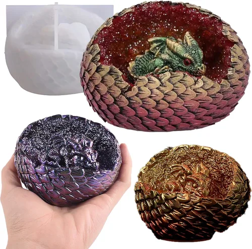 Moldes de huevo de dragón de resina de dinosaurio, moldes de silicona de fundición de resina para decoración del hogar y fabricación de velas, molde