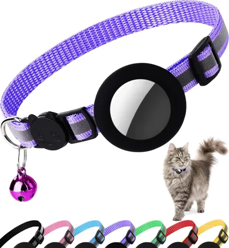 Miniatura 11 de Collar de Gato Airtag Separable, Collar Reflectante para Gatito con Soporte para Apple Air Tag y Campana para Gatos Niña y Niño, 0.4 Pulgadas
