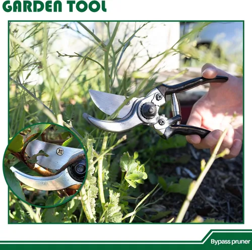 Miniatura 5 de Garden Tools - Juego de 3 tijeras de jardinería con podadora, cortasetos y tijeras de podar, cortador de ramas para árboles, flores, plantas, bonsái