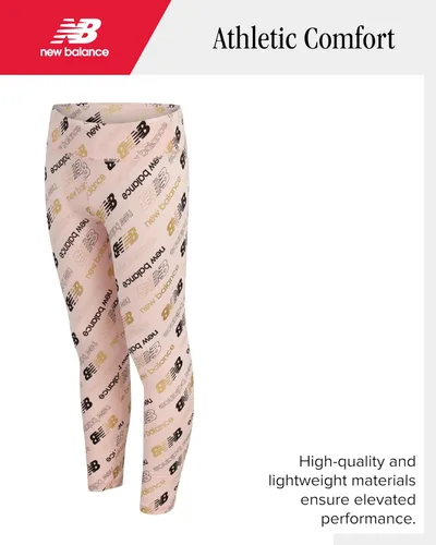 Miniatura 5 de New Balance Conjunto de leggings para niñas, camisa de manga corta de 3 piezas y leggings para niñas, pantalones de yoga para entrenamiento