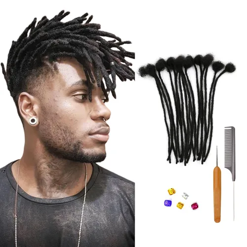 Miniatura 36 de 0.2 in y 0.2 in de ancho, 4-14 pulgadas de 10, 30, 60, 100 hebras de extensiones de cabello humano 100% real para hombres/mujeres/niños, paquetes