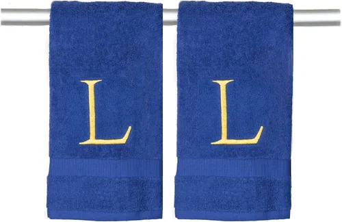 Miniatura 113 de Toalla de mano con inicial beige para baño, toalla bordada decorativa de calidad de hotel de lujo con monograma para tocador, spa, certificado