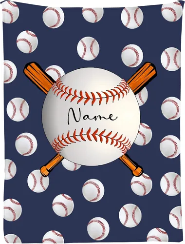 Manta personalizada de béisbol para sofá, manta personalizada con nombre, manta ligera de felpa mullida de 60 x 50 pulgadas, para adolescentes