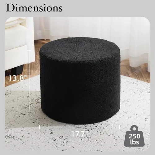 Miniatura 3 de Bezseller Soft Boucle Puf otomano, cómodo reposapiés, relleno de espuma completa para sala de estar, dormitorio, comodidad ligera y encantador, Negro