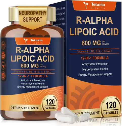 Miniatura 8 de R Ácido Alfa Lipoico 1000 mg con Benfotiamina – Suplemento de ALA de Sodio para Apoyo de Neuropatía, Salud Nerviosa y Antioxidante, Energía Celular