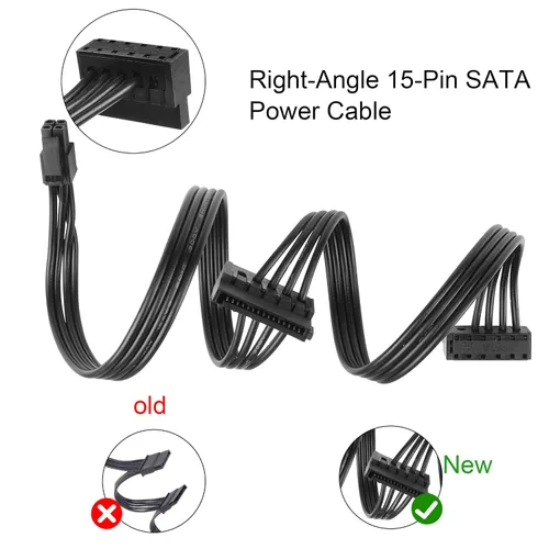 Miniatura 3 de YACSEJAO Cable divisor de alimentación SATA Mini de 4 pines a 2 pines en ángulo recto de 15 pines para HDD, SSD, unidades ópticas, cable