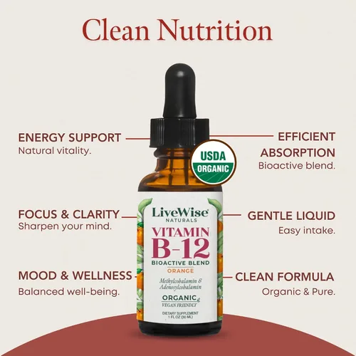 Miniatura 7 de Líquido B12 Vitamina Sublingual – Vitamina Líquida Totalmente Natural Vegana B12 Gotas – Suplemento de adenosilcobalamina sin OMG y metilcobalamina