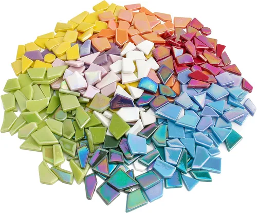 Miniatura 19 de Youway Style Azulejos de Mosaico de Vidrio Iridiscente para Manualidades a Granel, 200g Piezas de Vidrio de Mosaico Roto para Manualidades