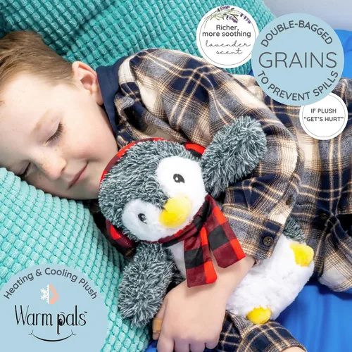 Miniatura 2 de 1i4 Group Pingüino Pennie – Animal de peluche con peso y apto para microondas – Peluche térmico para calidez – Juguete lindo, suave y acogedor