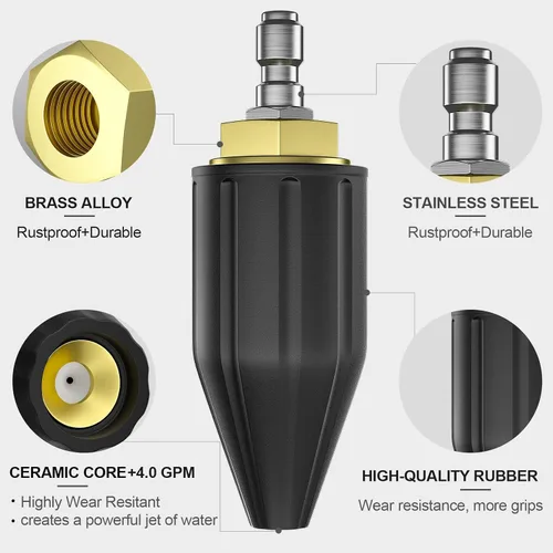 Miniatura 2 de POHIR Boquilla Turbo 4000 PSI, paquete de 9 puntas de pulverización para lavadora a presión, juego completo que incluye orificio giratorio Turbo 4.0