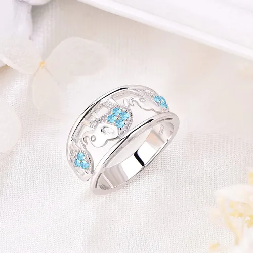 Miniatura 17 de JO WISDOM Anillo de elefante de plata de ley 925 con circonita cúbica