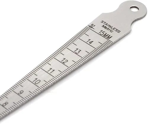 Miniatura 8 de Medidor cónico de 0.039-0.591 in 1/32-5/8 pulgadas de acero inoxidable medidor de soldadura cónico en pulgadas y métrica herramienta de medición