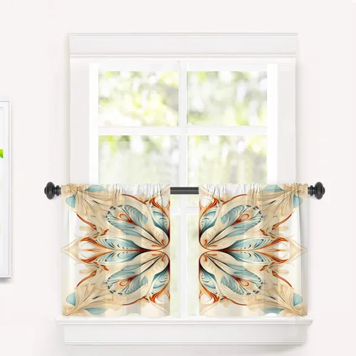 Miniatura 133 de Cortinas opacas de poliéster multicapa para cafetería, con diseño de diamantes, 2 unidades, 26 x 24 pulgadas