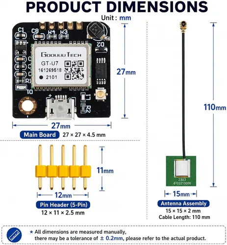 Miniatura 3 de GT-U7 Módulo GPS Receptor GPS Navegación Satélite Posicionamiento NEO-6M con 6M 51 Microcontrolador STM32 R3 + Antena GPS activa I-P.EX Alta