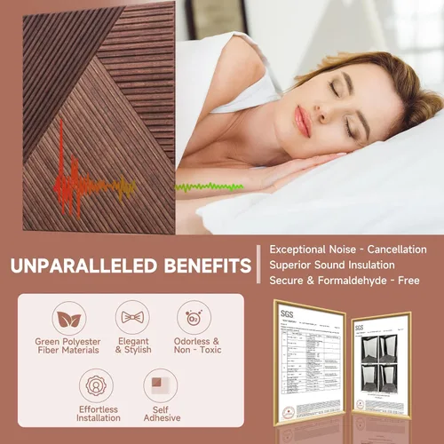 Miniatura 3 de TO-TH Paneles acústicos para pared y techo - Paquete de 6 de 2'x2'x0.4", Paneles decorativos autoadhesivos 3D con impresión UV para pared con rojo