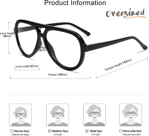 Miniatura 4 de AMOMOMA Paquete de 3 Gafas de Lectura Aviador Retro Extragrandes para Mujeres y Hombres, Marco Grande Clásico con Filtro de Luz Azul