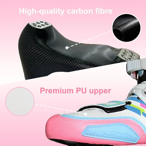 Miniatura 2 de Patines en línea para niñas y niños, patines de fibra de carbono de rendimiento para niños de 4 a 12 años con ruedas de poliuretano, divertidos