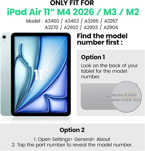 Miniatura 2 de SEYMAC Funda protectora a prueba de golpes para iPad Air de 11 pulgadas M4, M3, M2 (2026/2025/2024), funda protectora a prueba de golpes