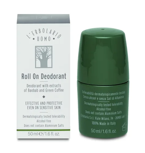Miniatura 7 de L'Erbolario Uomo Roll On Desodorante para hombre con baobab y extracto de café verde, inhibe olores, suaviza la piel, para todo tipo de piel, 1.6