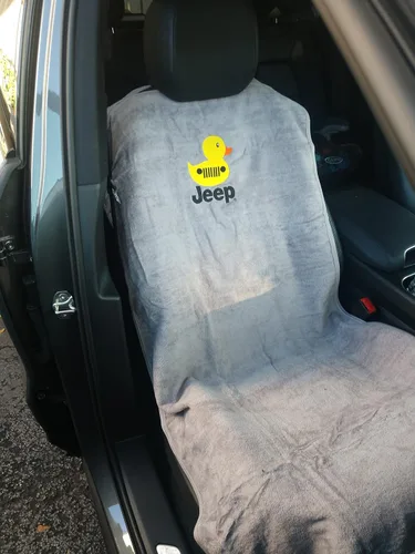 Miniatura 2 de Seat Armour Toalla/Funda para Asiento de Coche de Doble Propósito Jeep Duck con Parrilla Jeep con Licencia y Logotipo Duck - Algodón Lavable que se