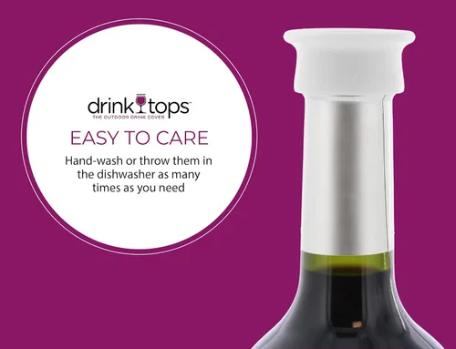 Miniatura 6 de Drink Tops - Fundas para botellas ventiladas, paquete de 2, color negro y blanco, fundas de silicona sin BPA para proteger el vino de elementos al