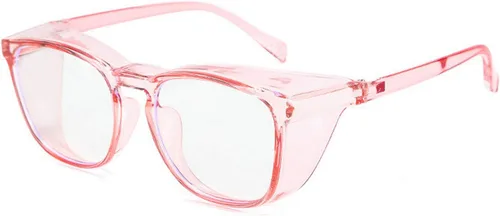 Gafas protectoras de seguridad, lentes claros a prueba de empañamiento/rayones, para hombre, marco transparente Rosado